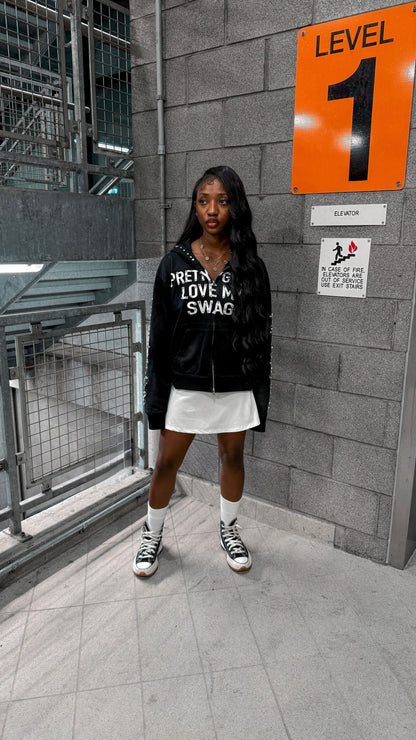 "PGLMS" RHINESTONE ZIP-UP